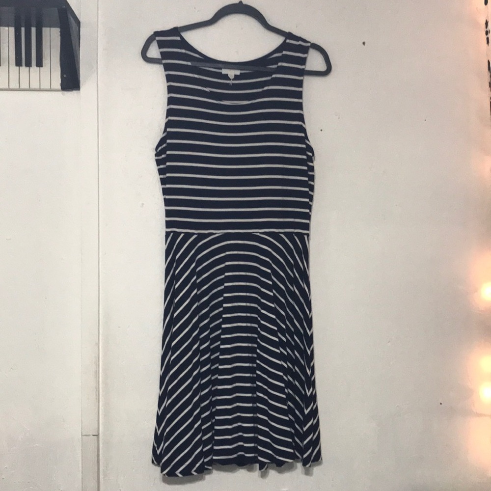 Navy Blue and White Striped Dress